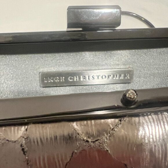 Inge Christopher snakeskin silver/grey clutch - Picture 4 of 4